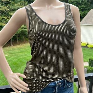 Express vintage gray/green gold stud dressy top SZ XS/S